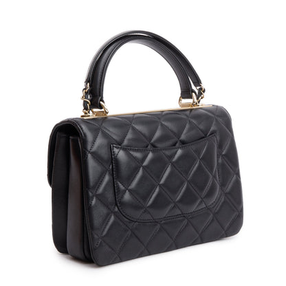 Chanel 2021 Black Quilted Lambskin Trendy CC Small Top Handle Flap Bag