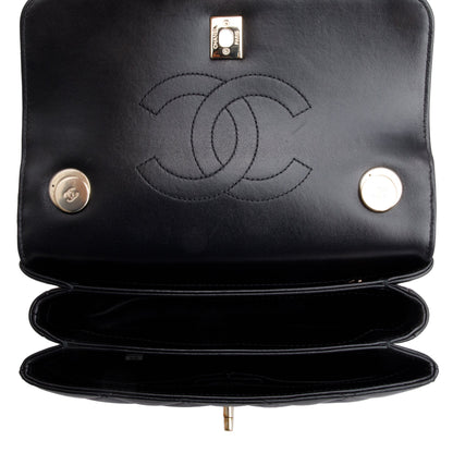 Chanel 2021 Black Quilted Lambskin Trendy CC Small Top Handle Flap Bag