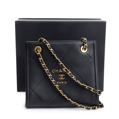 Chanel 2021 Black Quilted Matelasse Mini Shopper Tote