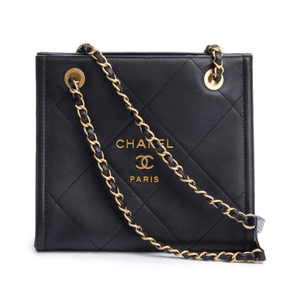 Chanel 2021 Black Quilted Matelasse Mini Shopper Tote