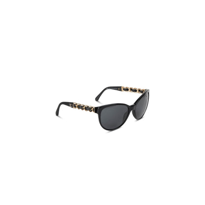 Chanel 2021 Chain-Link & Leather Sunglasses