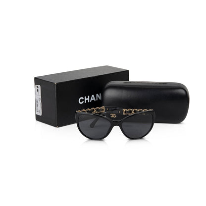 Chanel 2021 Chain-Link & Leather Sunglasses