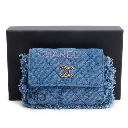 Chanel 2021 Denim Mood Clutch with Chain