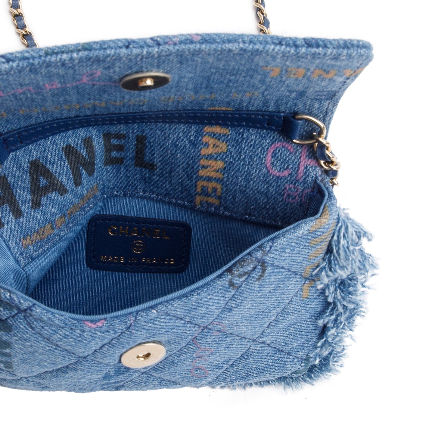 Chanel 2021 Denim Mood Clutch with Chain