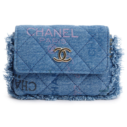 Chanel 2021 Denim Mood Clutch with Chain