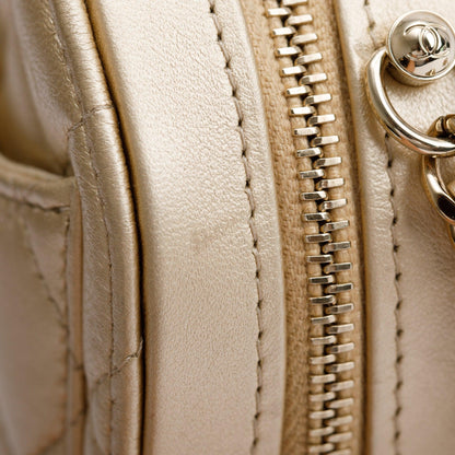 Chanel 2021 Gold Lambskin Leather Mini CC In Love Heart Bag