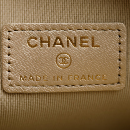 Chanel 2021 Gold Lambskin Leather Mini CC In Love Heart Bag