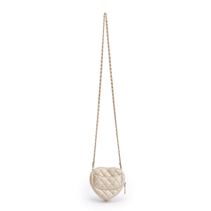 Chanel 2021 Gold Lambskin Leather Mini CC In Love Heart Bag