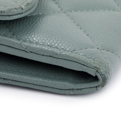 Chanel 2021 Grey Caviar Leather Medium Flap Wallet