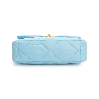 Chanel 2021 Light Blue Lambskin Leather Large 19 Flap Bag