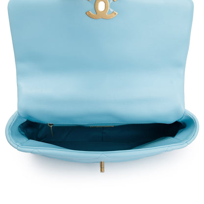 Chanel 2021 Light Blue Lambskin Leather Large 19 Flap Bag