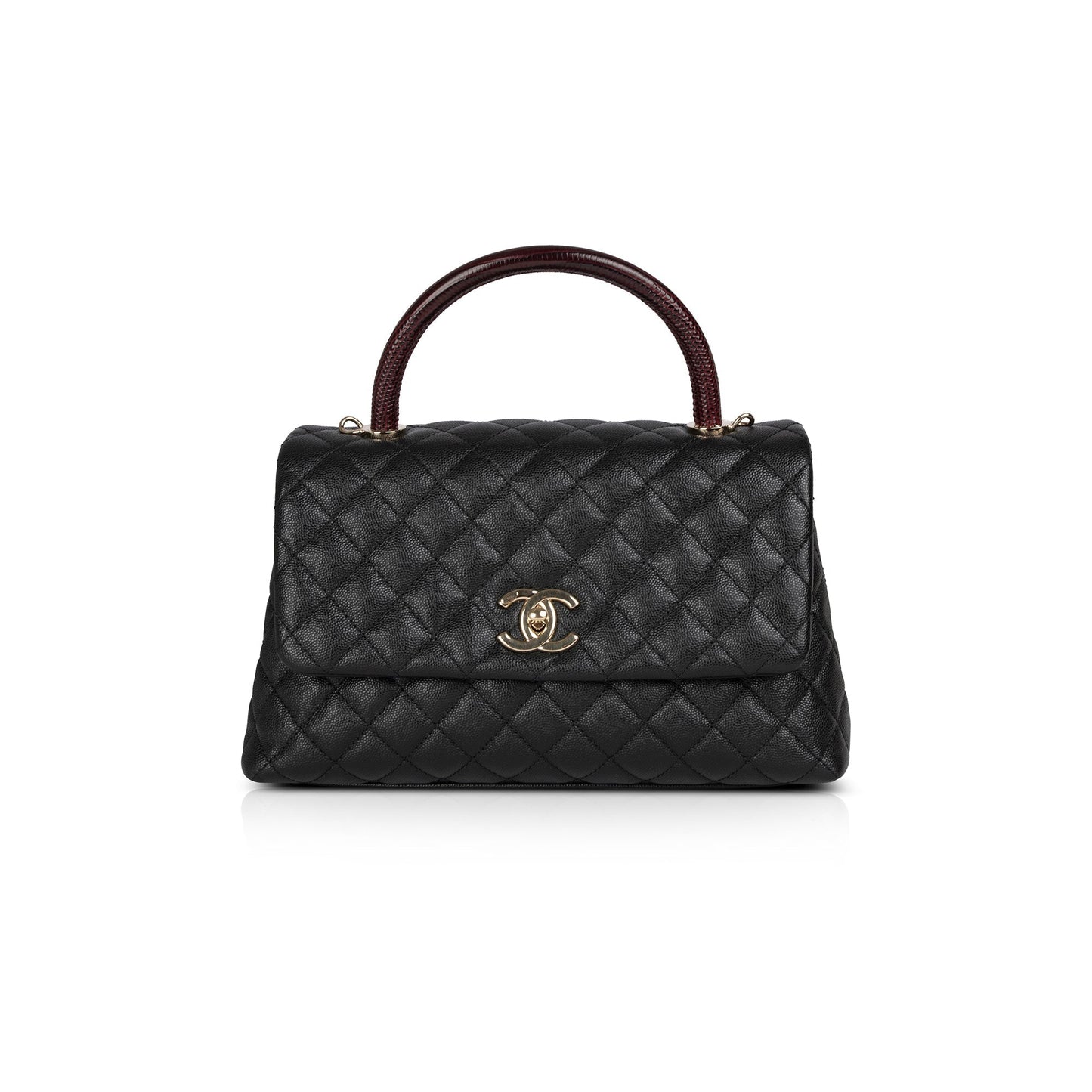 Chanel 2021 Medium Lizard-Trimmed Coco Handle Bag