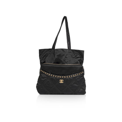 Chanel 2021 Nylon Grosgrain Lifestyle Pouch with Foldable Tote Bag