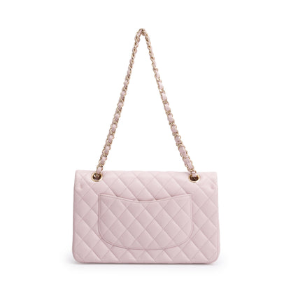 Chanel 2021 Pink Caviar Leather Medium Classic Double Classic Flap Bag