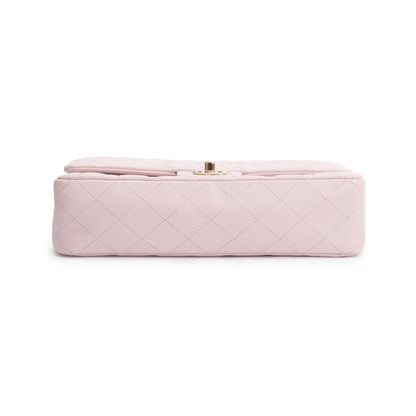 Chanel 2021 Pink Caviar Leather Medium Classic Double Classic Flap Bag