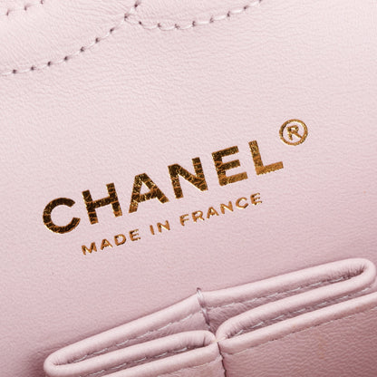 Chanel 2021 Pink Caviar Leather Medium Classic Double Classic Flap Bag