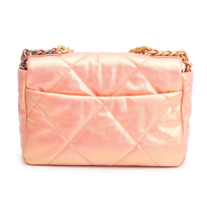 Chanel 2021 Pink Iridescent Lambskin Leather Medium 19 Flap Bag