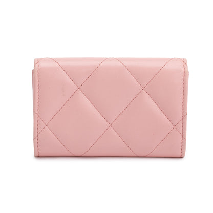 Chanel 2021 Pink Quilted Leather 19 Flap Wallet