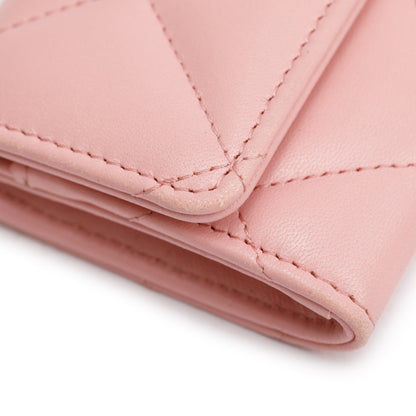 Chanel 2021 Pink Quilted Leather 19 Flap Wallet