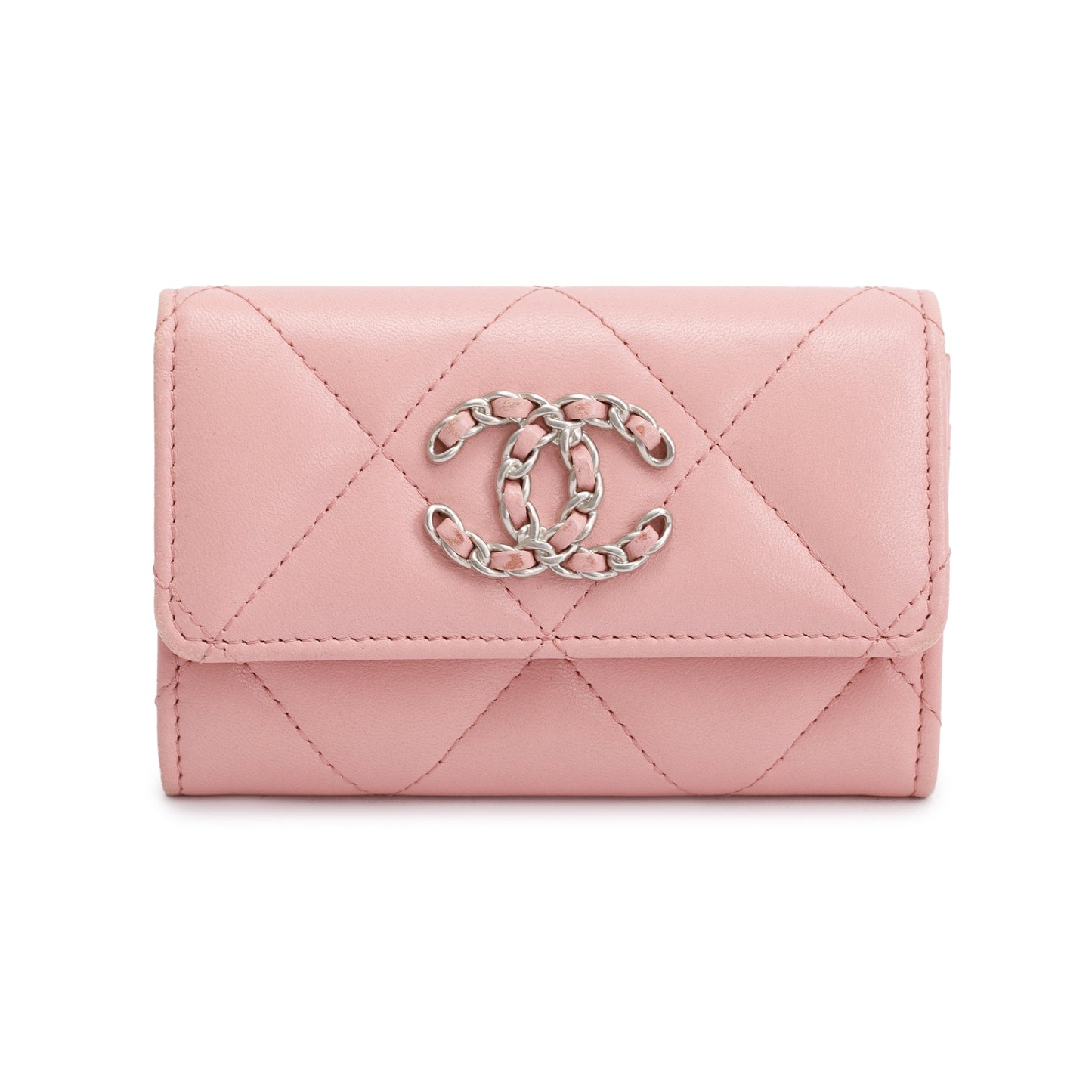 Chanel 2021 Pink Quilted Leather 19 Flap Wallet