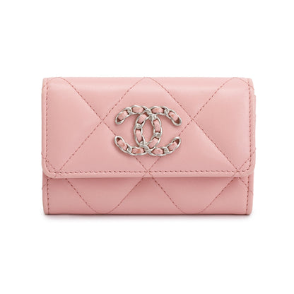Chanel 2021 Pink Quilted Leather 19 Flap Wallet