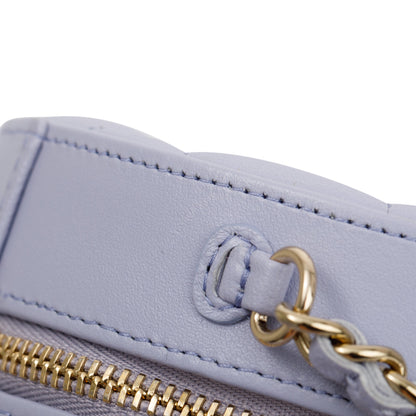 Chanel 2021 Purple Lambskin Bow Strap Round Chain Clutch
