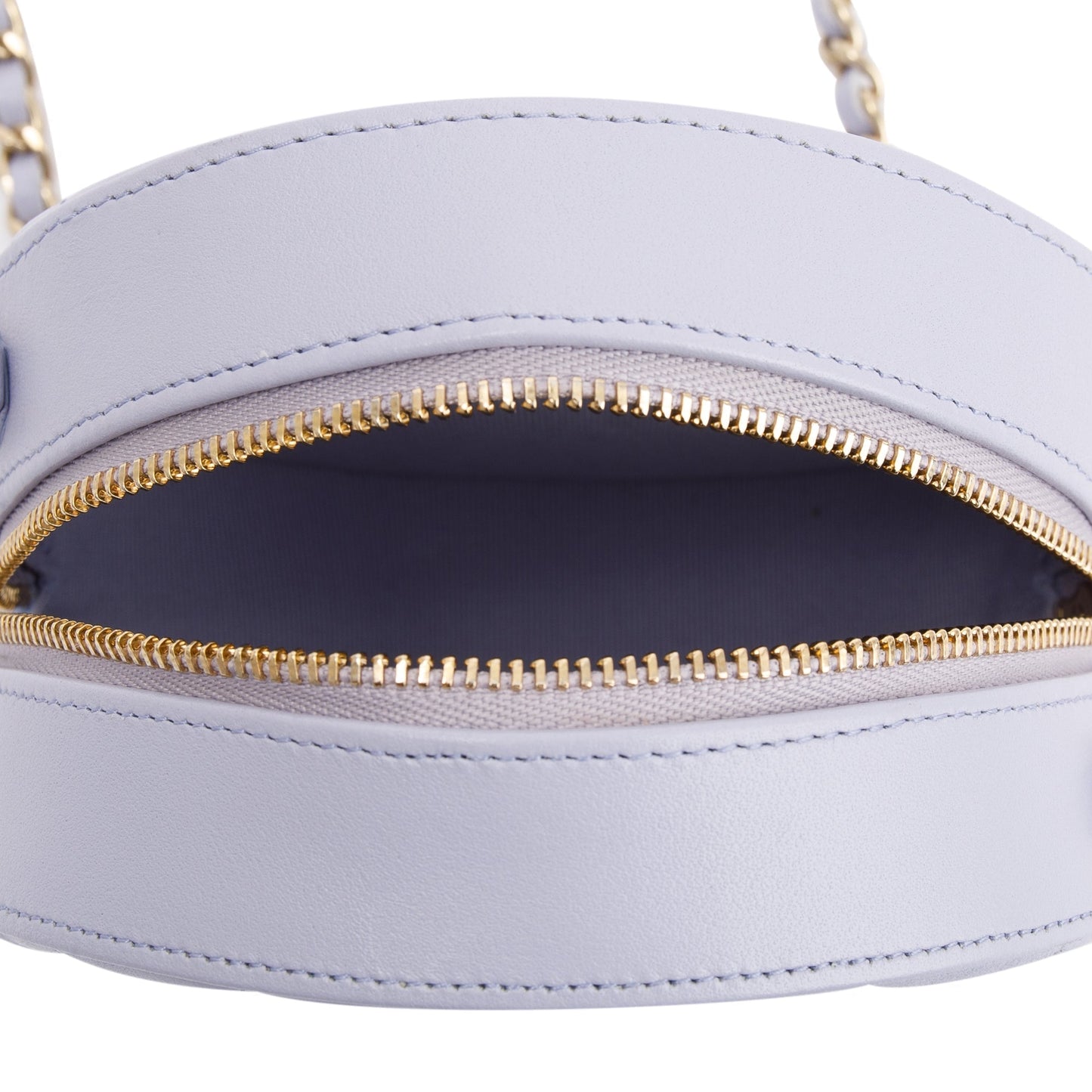 Chanel 2021 Purple Lambskin Bow Strap Round Chain Clutch