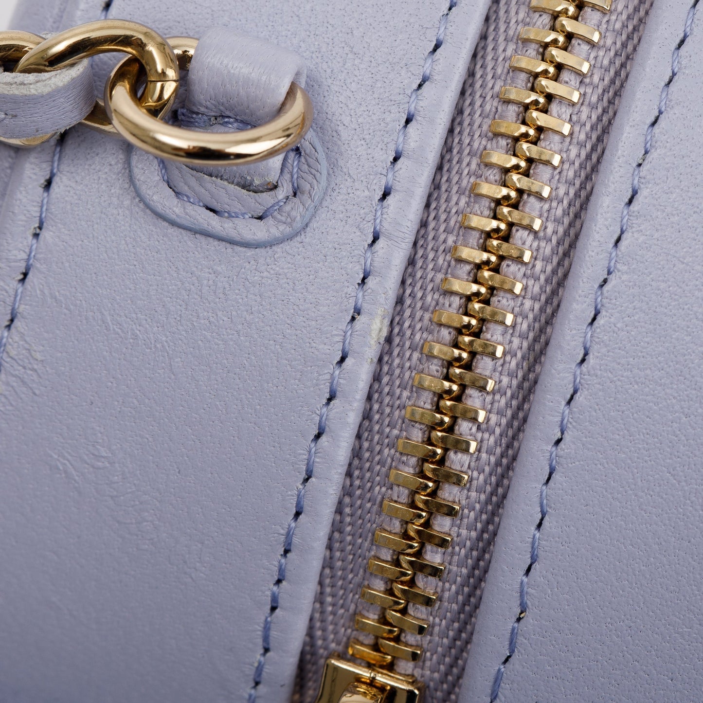 Chanel 2021 Purple Lambskin Bow Strap Round Chain Clutch