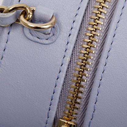 Chanel 2021 Purple Lambskin Bow Strap Round Chain Clutch