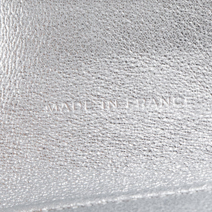 Chanel 2021 Silver Metallic Quilted Lambskin Leather Compact Wallet