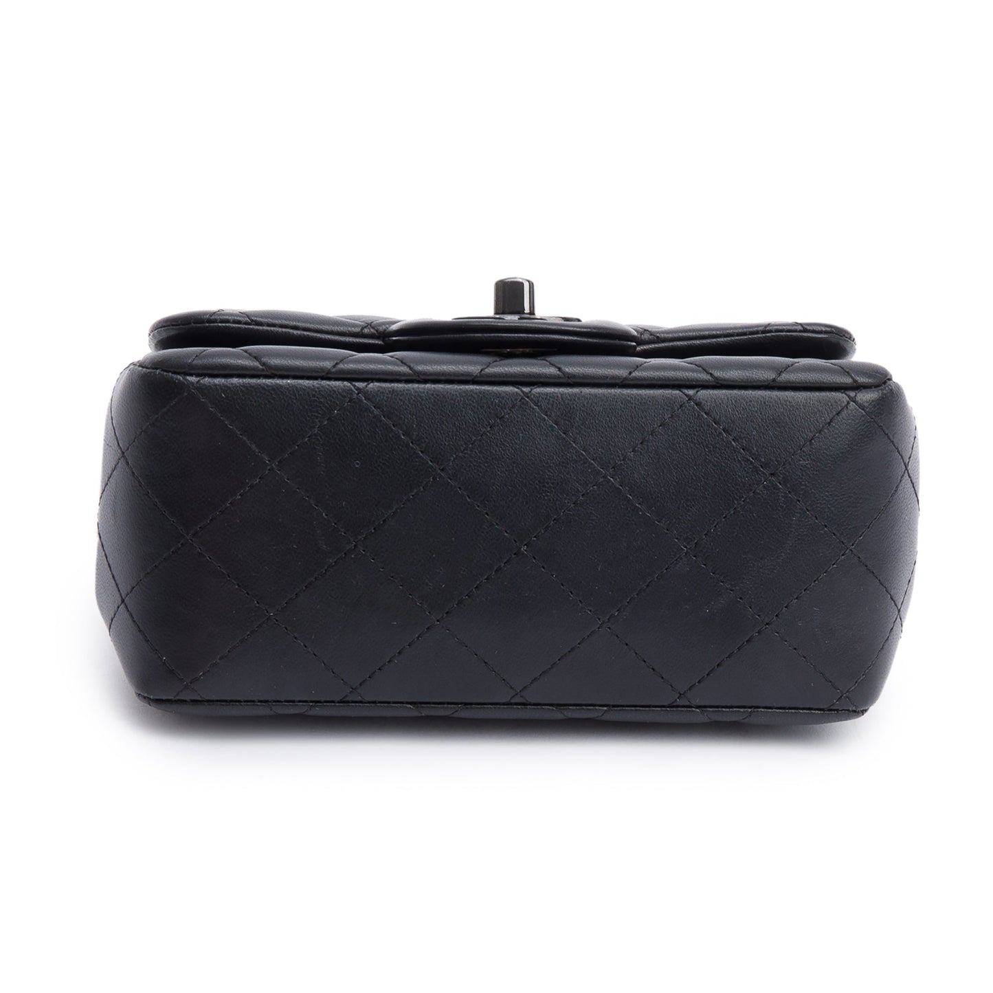 Chanel 2021 So Black Quilted Lambskin Leather Classic Square Mini Flap Bag