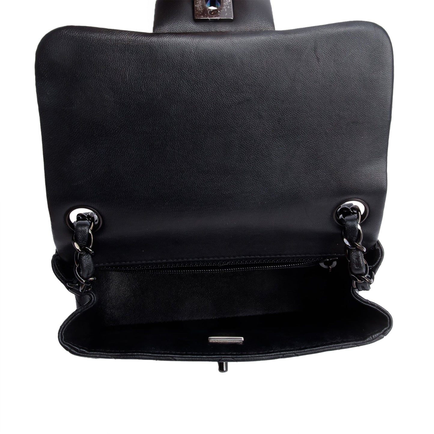 Chanel 2021 So Black Quilted Lambskin Leather Classic Square Mini Flap Bag
