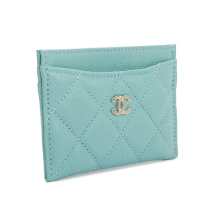 Chanel 2021 Tiffany Blue Caviar Leather Classic Card Holder