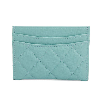 Chanel 2021 Tiffany Blue Caviar Leather Classic Card Holder