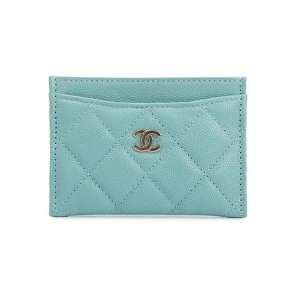 Chanel 2021 Tiffany Blue Caviar Leather Classic Card Holder