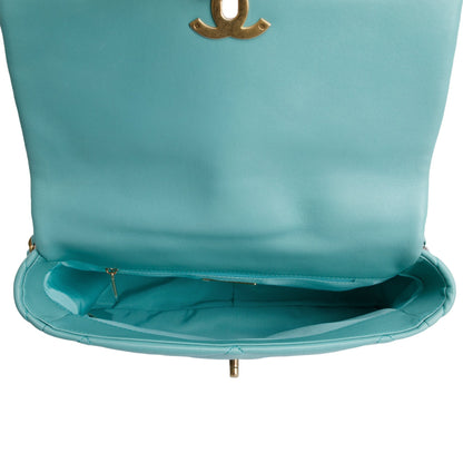 Chanel 2021 Tiffany Blue Lambskin Leather Large 19 Flap Bag