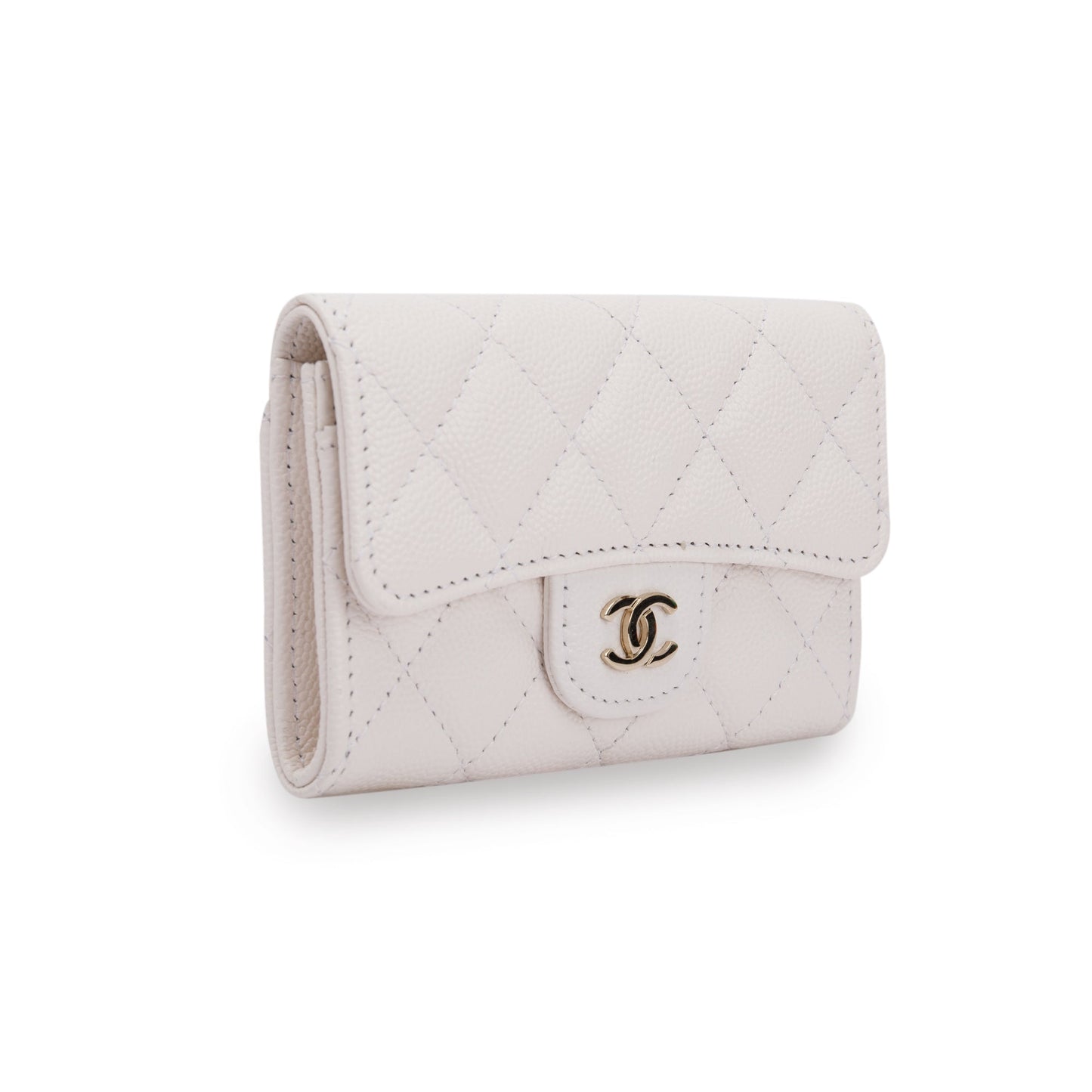 Chanel 2021 White Caviar Classic Flap Card Holder