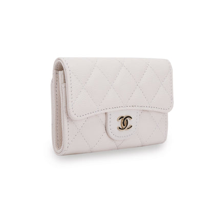 Chanel 2021 White Caviar Classic Flap Card Holder