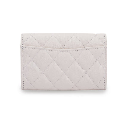 Chanel 2021 White Caviar Classic Flap Card Holder
