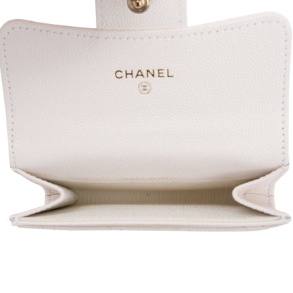 Chanel 2021 White Caviar Classic Flap Card Holder