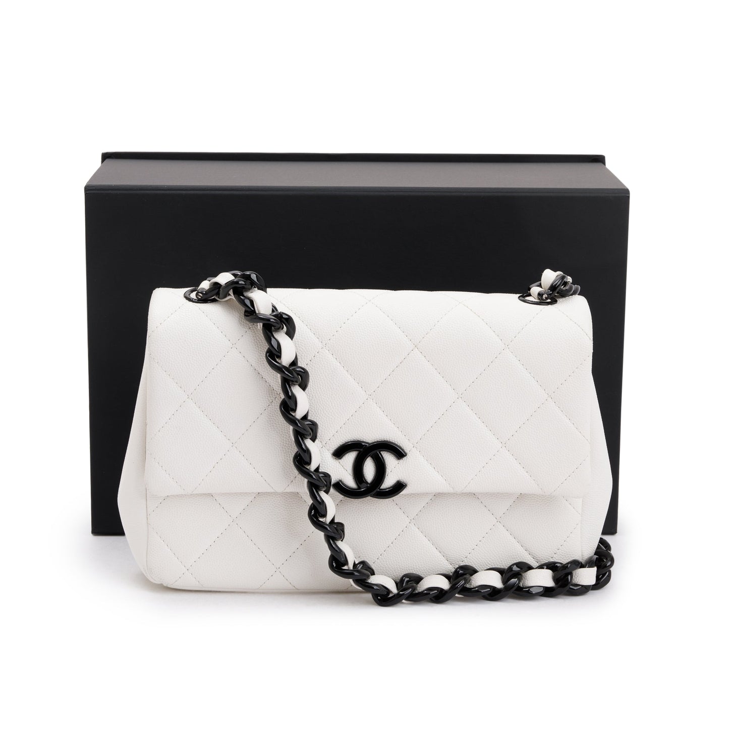 Chanel 2021 White Caviar Leather Small My Everything Flap Bag