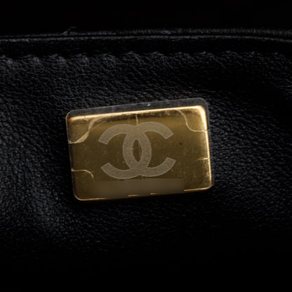 Chanel 2022 Beige Beech Wood Black Lambskin Leather Medium CC Vanity Case