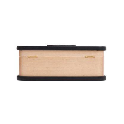 Chanel 2022 Beige Beech Wood Black Lambskin Leather Medium CC Vanity Case