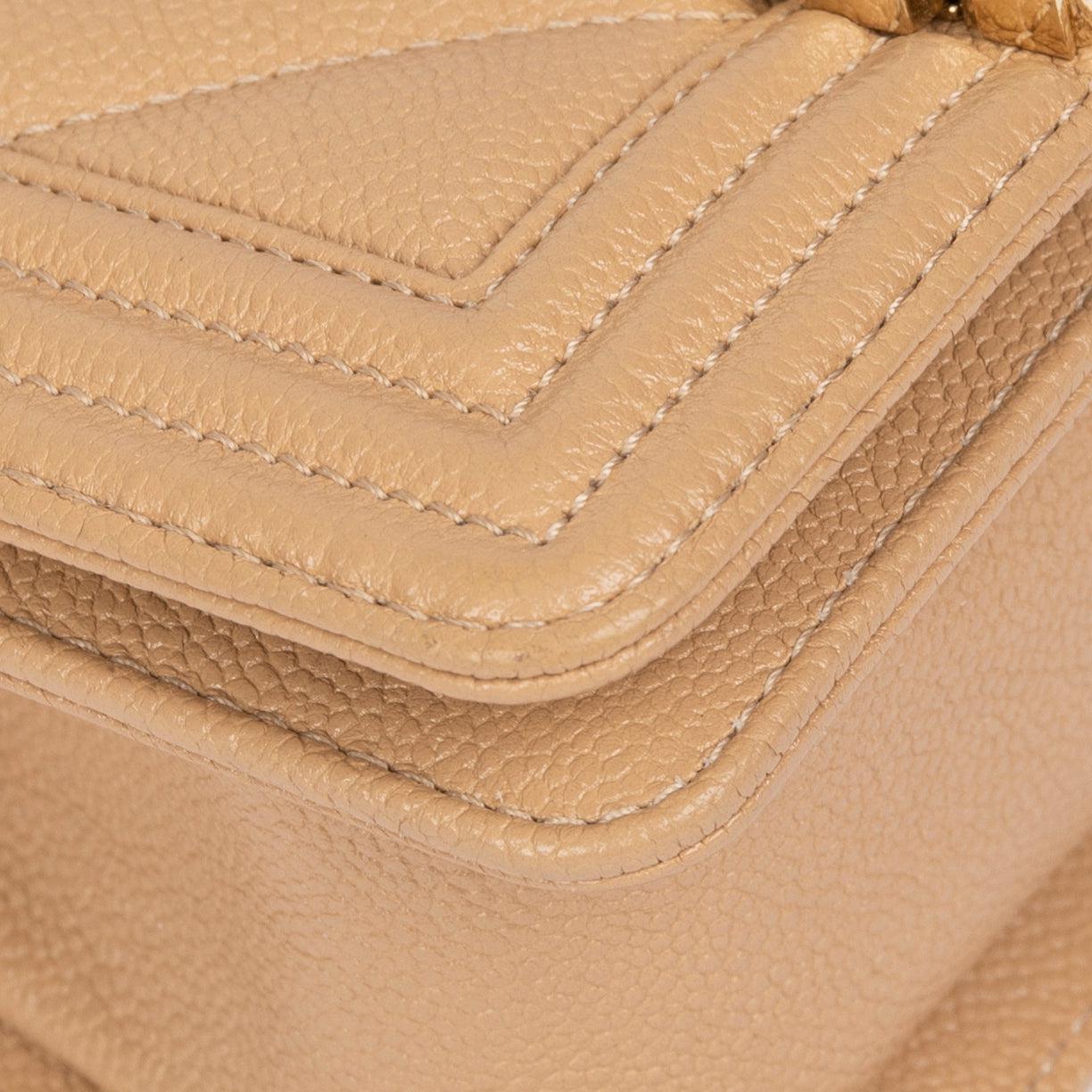 Chanel 2022 Beige Caviar Mini Boy Bag