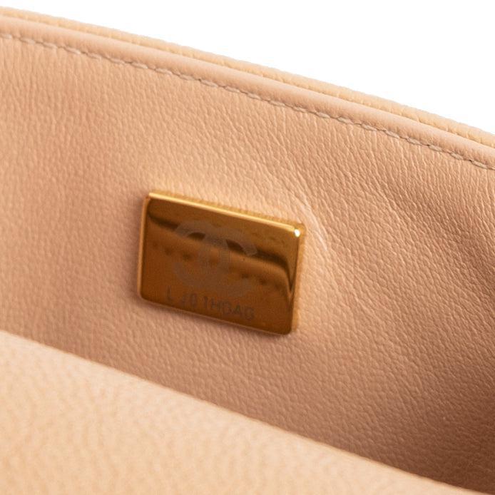 Chanel 2022 Beige Caviar Mini Boy Bag
