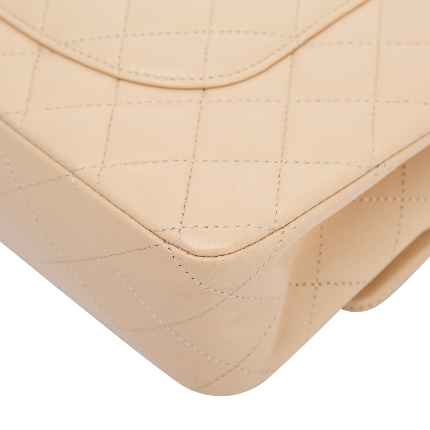Chanel 2022 Beige Lambskin Classic Medium Double Flap Bag