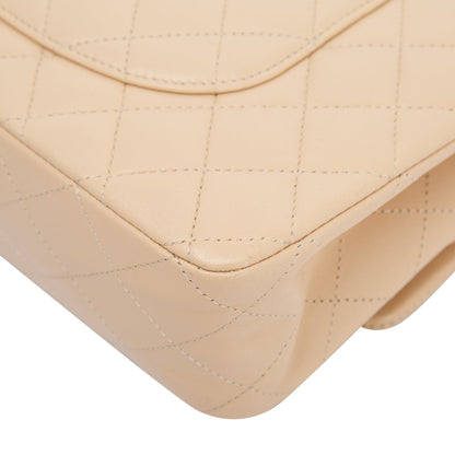 Chanel 2022 Beige Lambskin Classic Medium Double Flap Bag