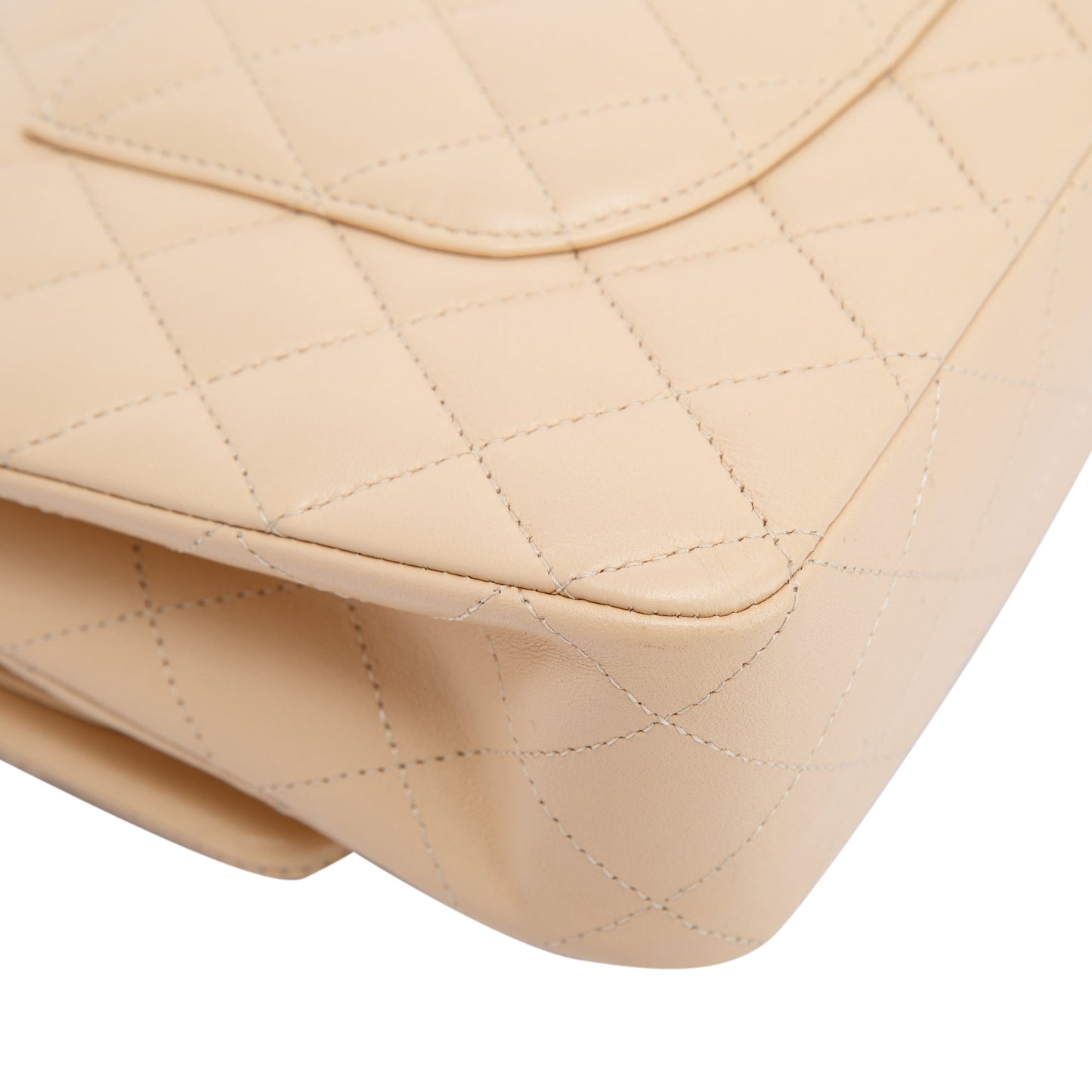 Chanel 2022 Beige Lambskin Classic Medium Double Flap Bag