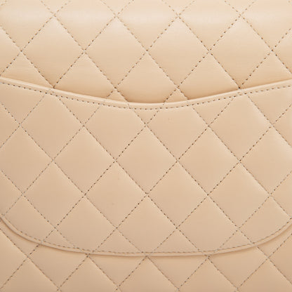 Chanel 2022 Beige Lambskin Classic Medium Double Flap Bag