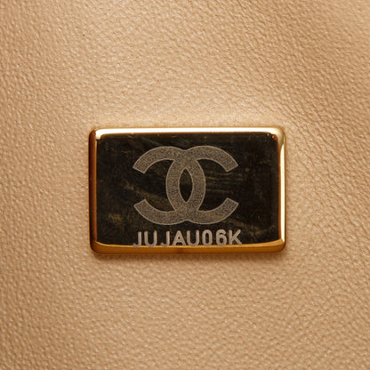 Chanel 2022 Beige Lambskin Classic Medium Double Flap Bag